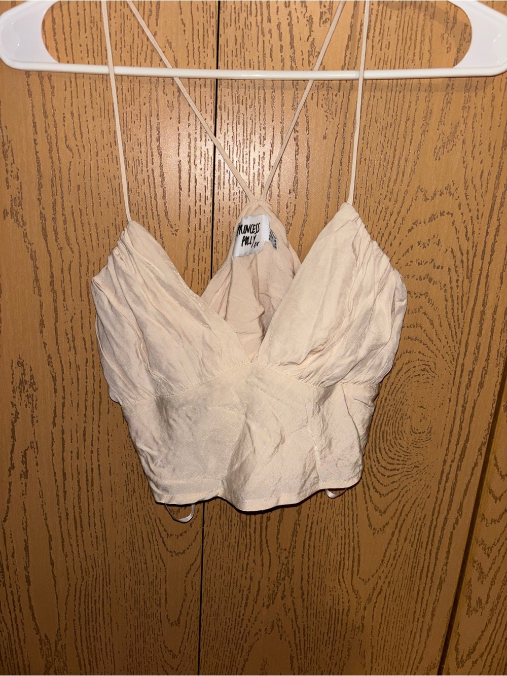 Princess Polly Cream V-Neck Cropped Tank Top